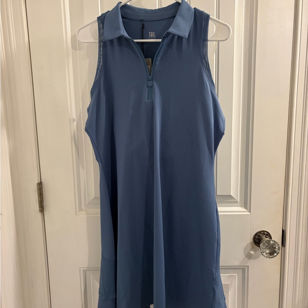 Tail Slate Blue Sleeveless Polo Dress with Zip